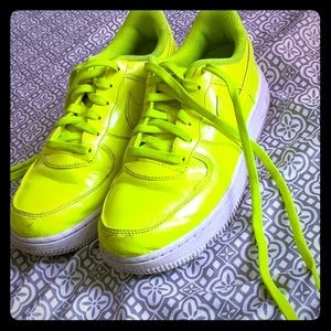 Neon green Air Force 1’s